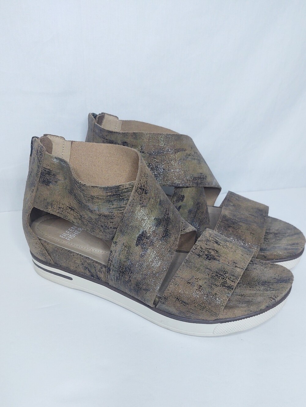 Eileen Fisher Sport Platform Sandals Sz 8 Comfort